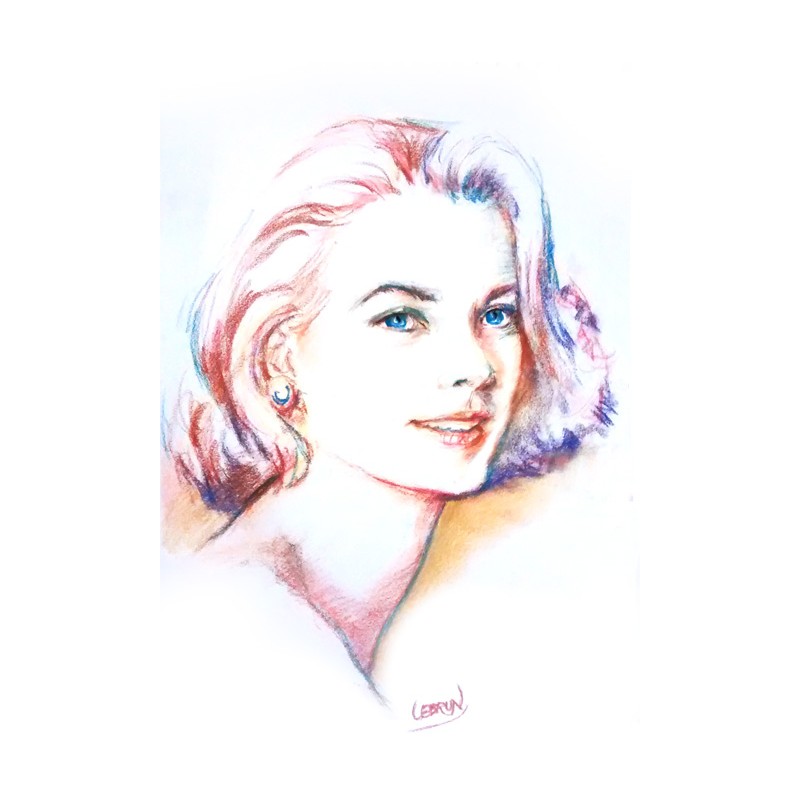 Portrait au pastel sur toile